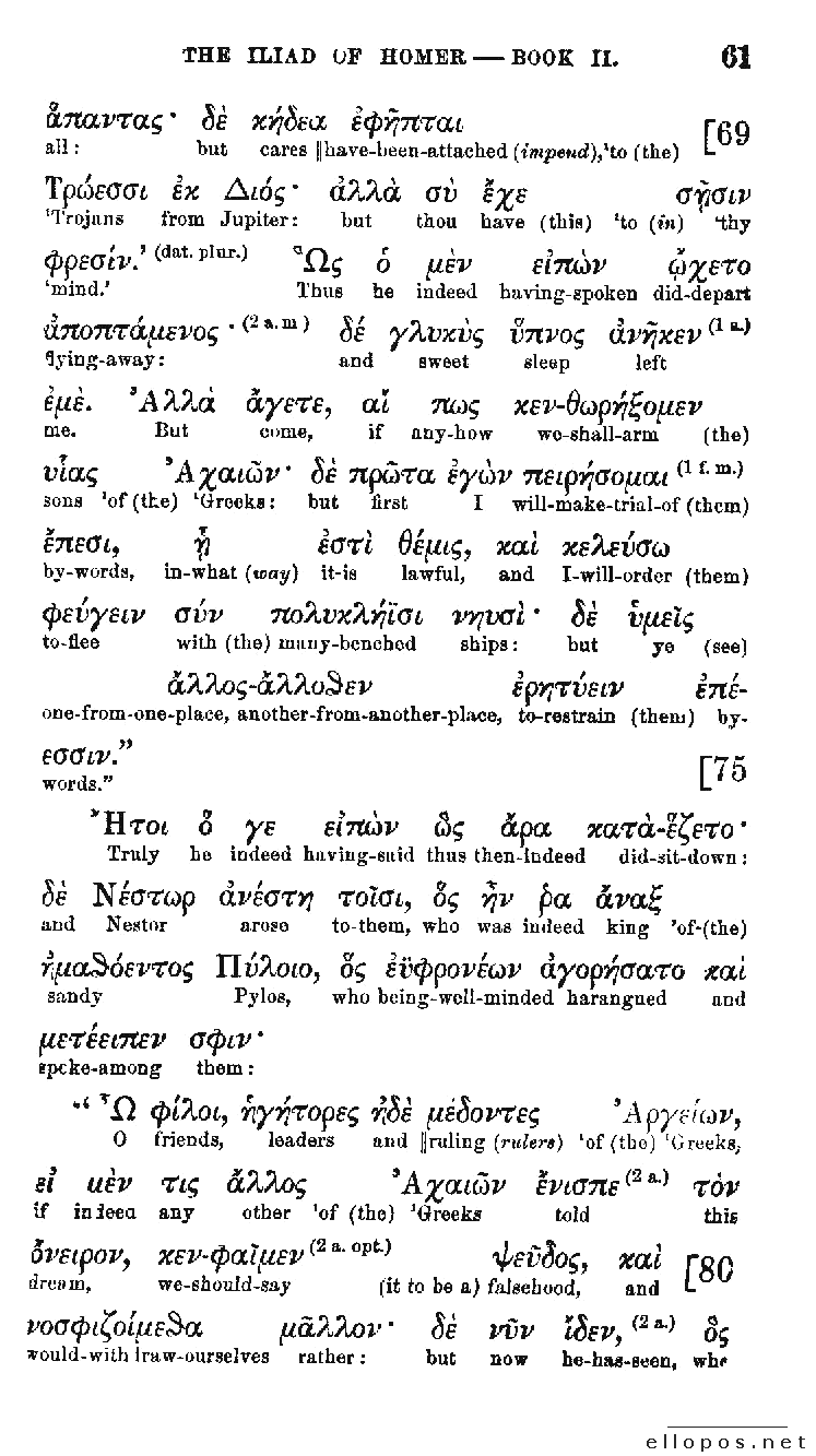 Homer Interlinear Iliad - Page 61